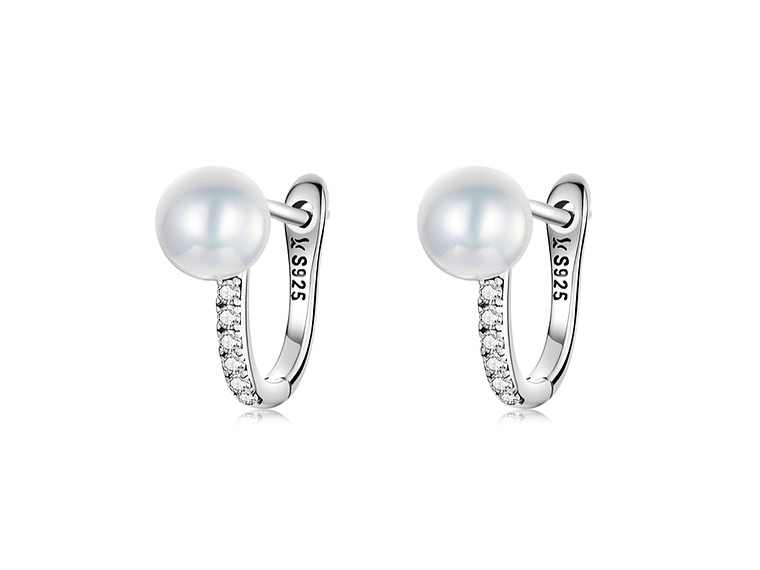 Aros Plata 925 Argolla Perla 1