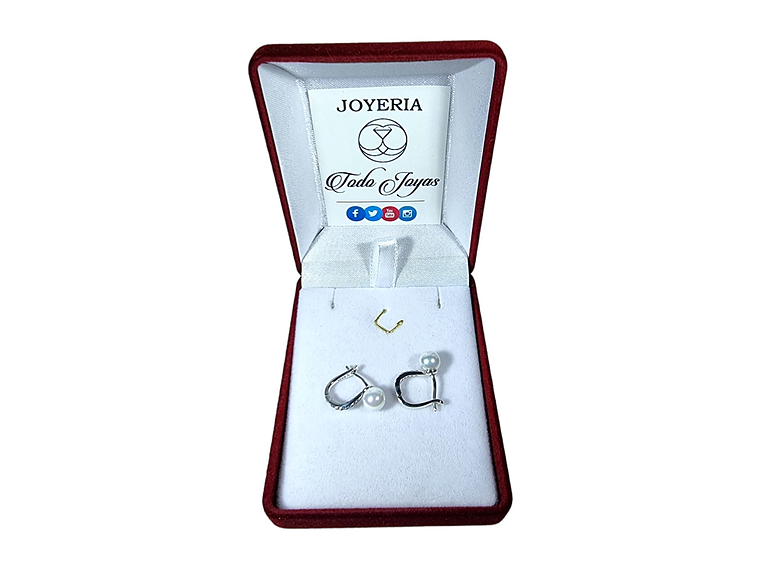 Aros Plata 925 Argolla Perla 2