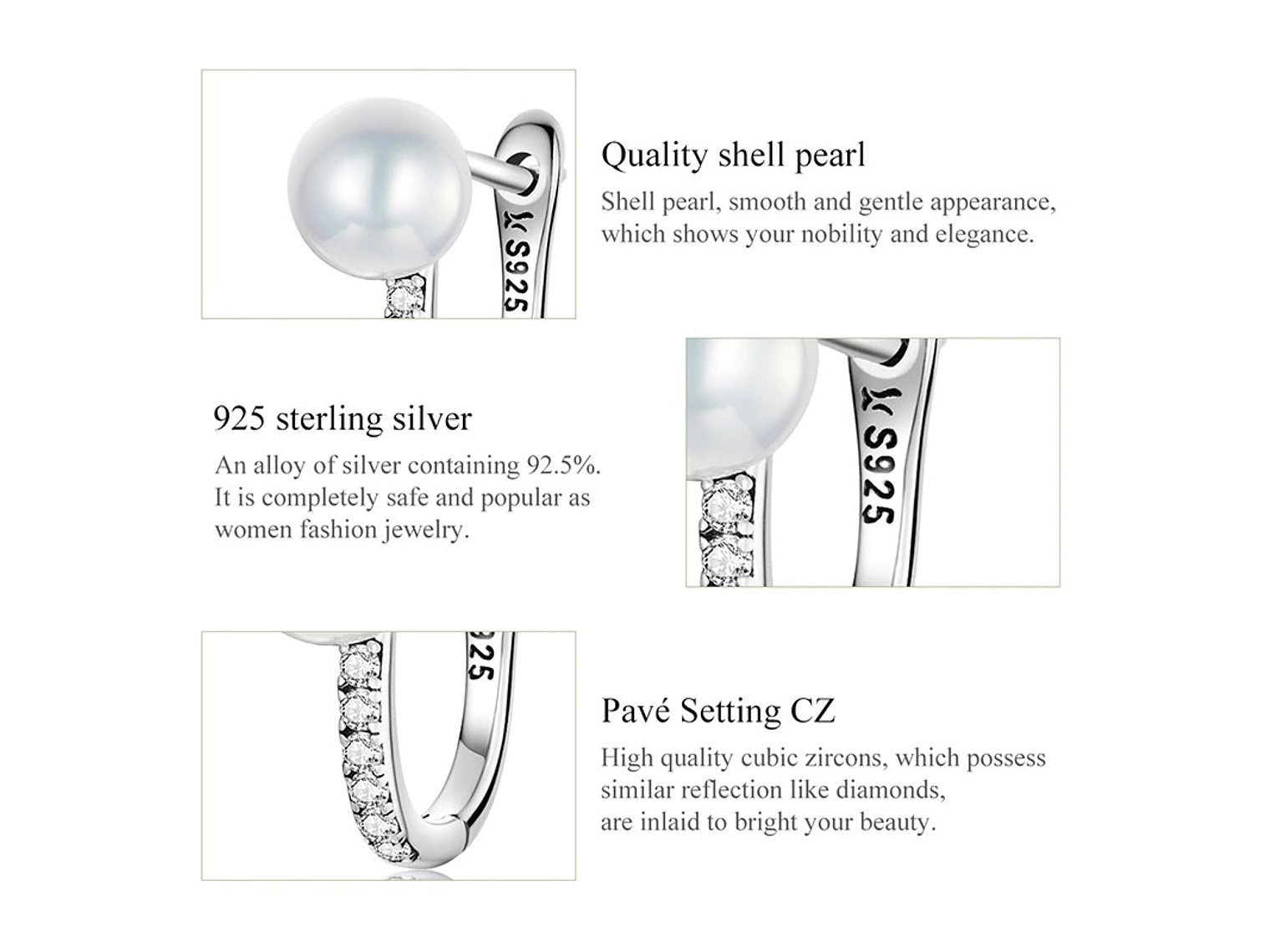 Aros Plata 925 Argolla Perla 3