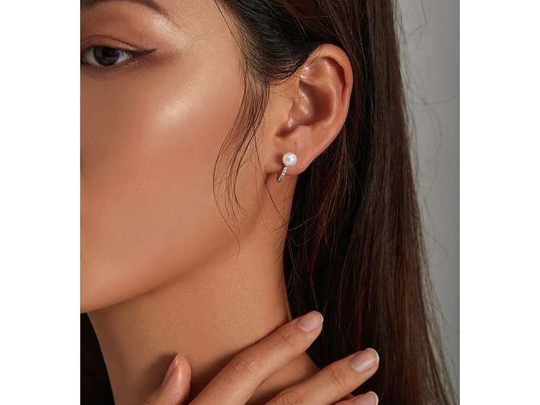 Aros Plata 925 Argolla Perla 4