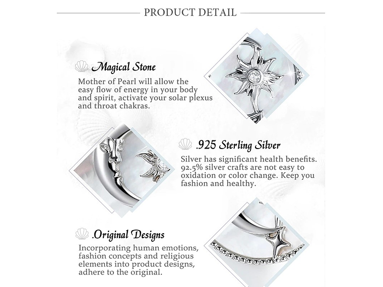 Collar Plata 925 Luna Sol y Estrella Nacar 5