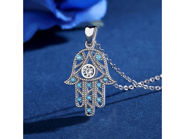 Collar Plata 925 Mano de Fatima Hamsa 4