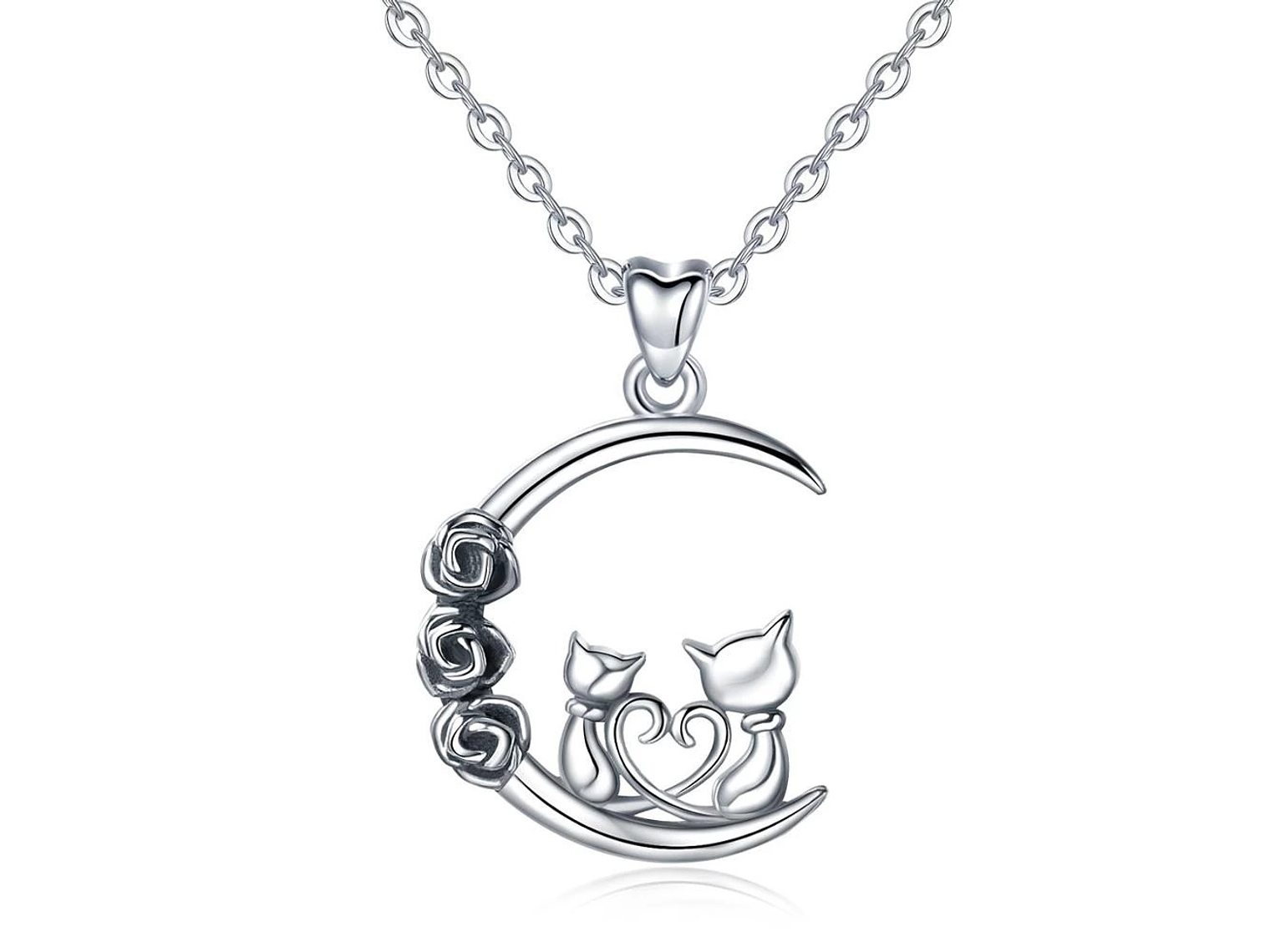 Collar Plata 925 Gatitos en Luna 1