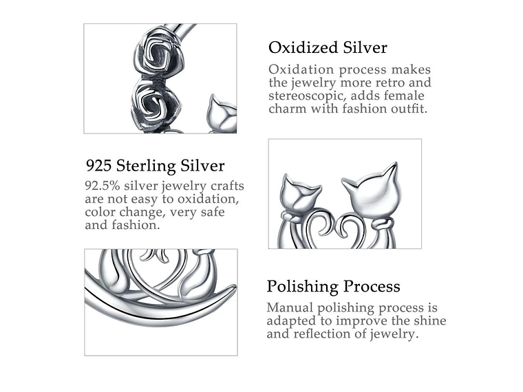 Collar Plata 925 Gatitos en Luna 3