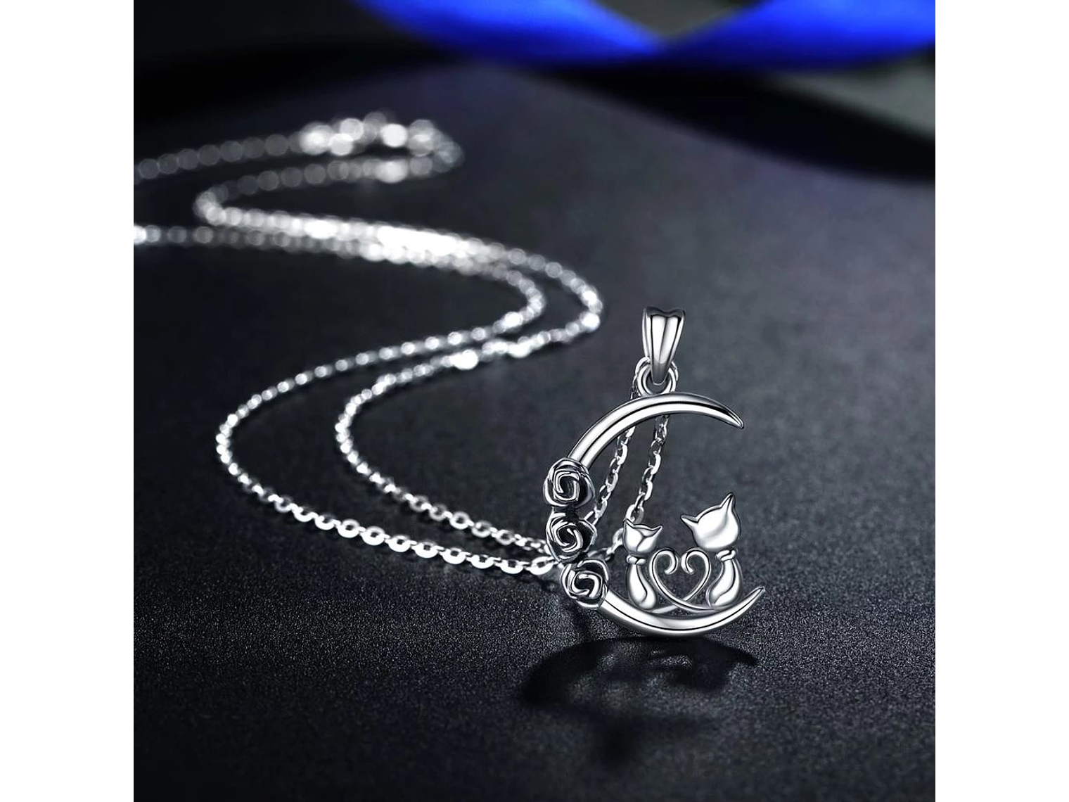 Collar Plata 925 Gatitos en Luna 4