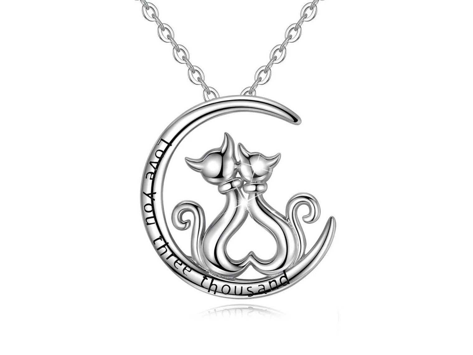 Collar Plata 925 Gatitos en Luna Tres Mil 1