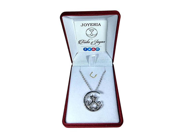 Collar Plata 925 Gatitos en Luna Tres Mil 2