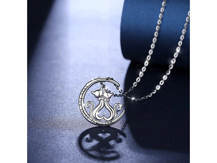 Collar Plata 925 Gatitos en Luna Tres Mil 4