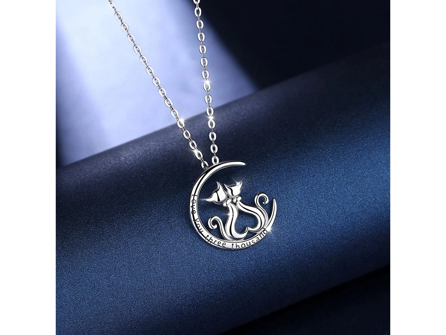 Collar Plata 925 Gatitos en Luna Tres Mil 6