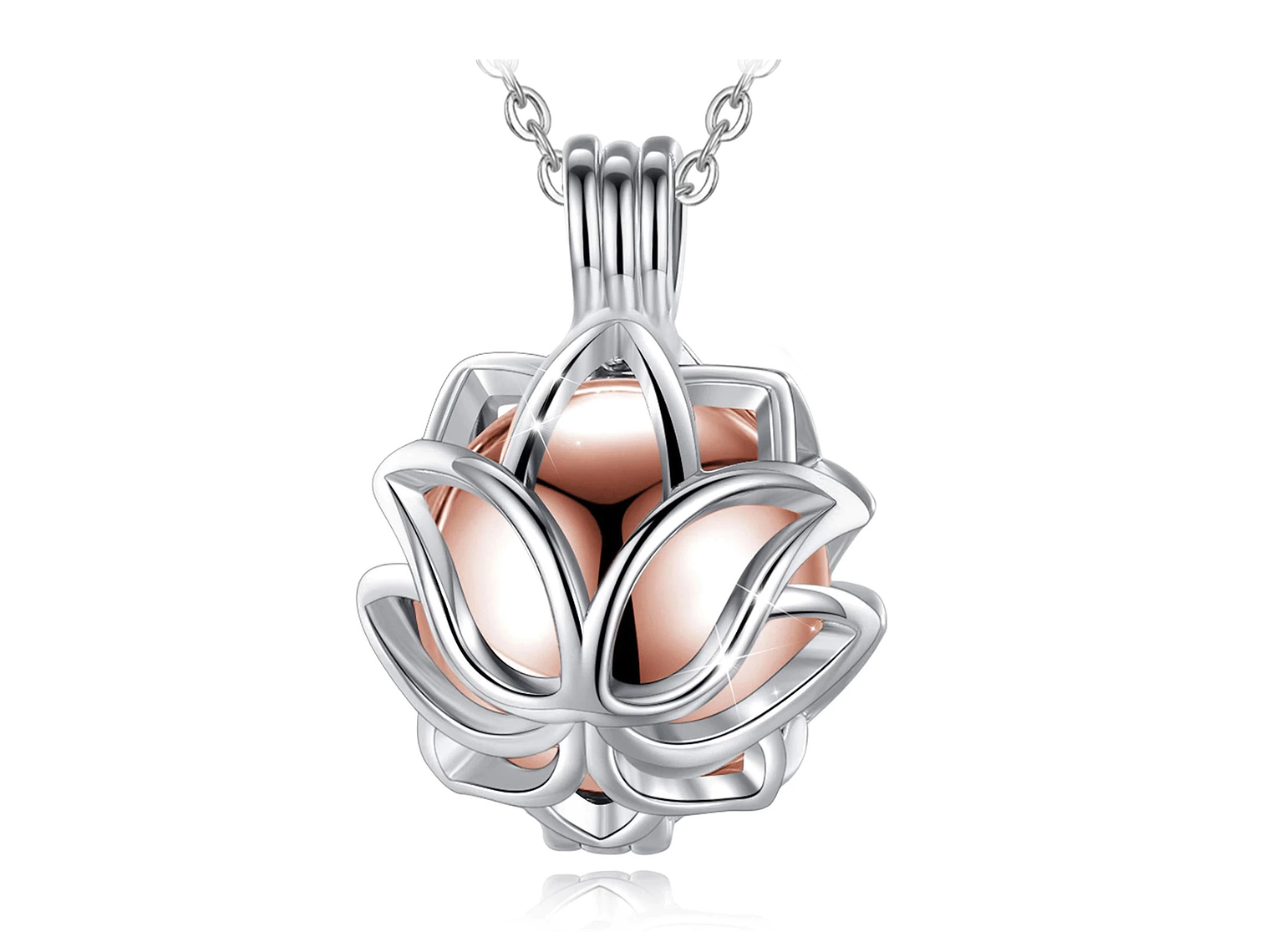 Collar Urna Cenizas Flor de Loto Plateado 1