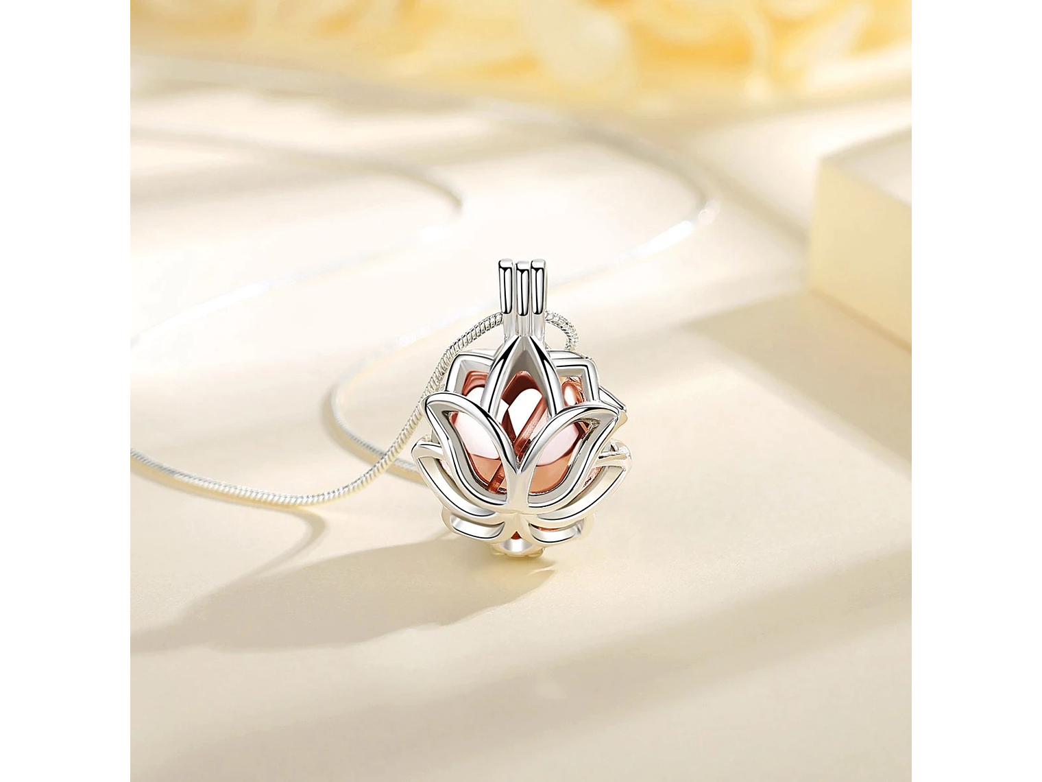 Collar Urna Cenizas Flor de Loto Plateado 5