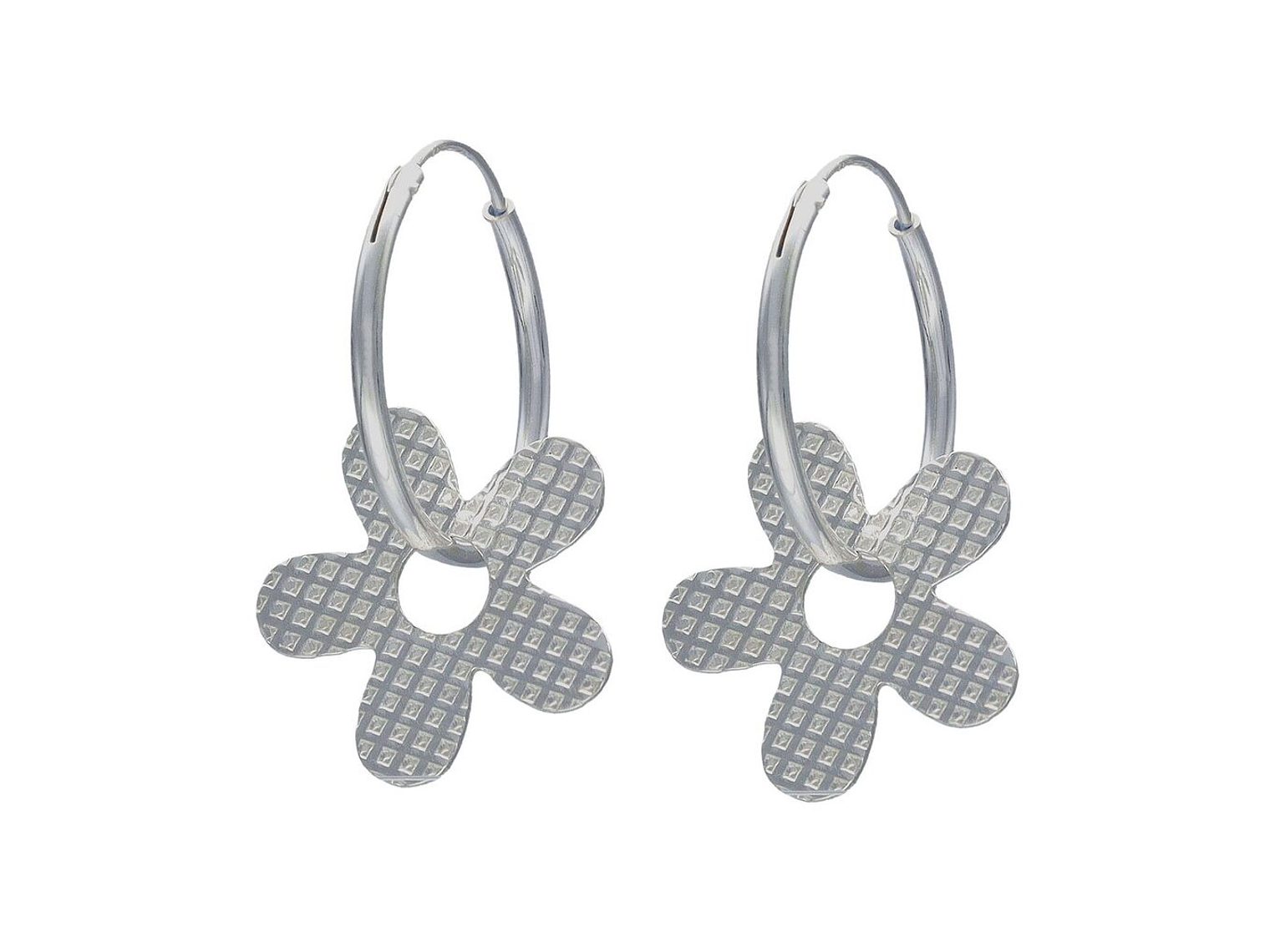 Aros Plata 925 Argolla Flor Facetada 1