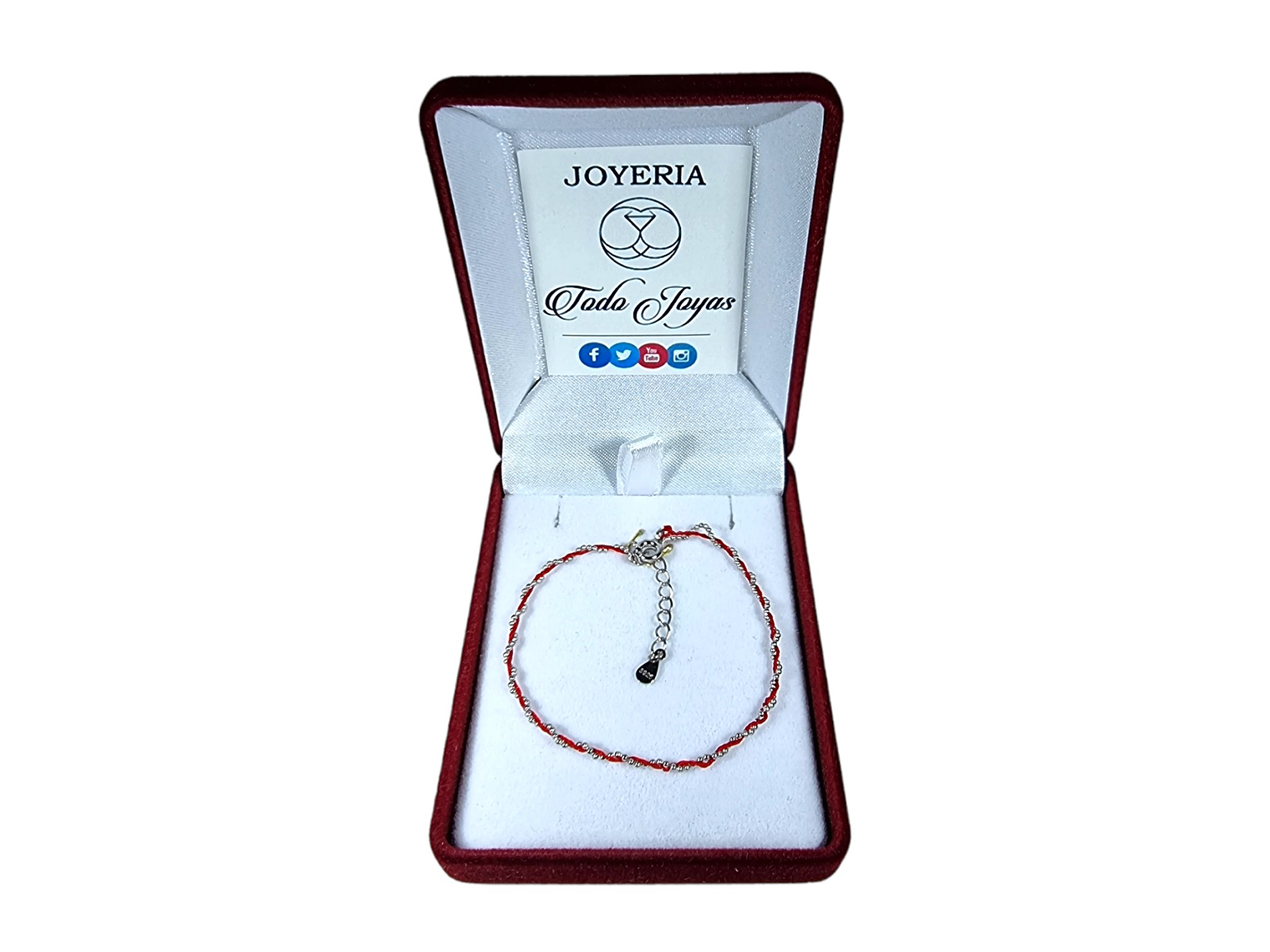 Pulsera Plata 925 Hilo Rojo Bolitas 2