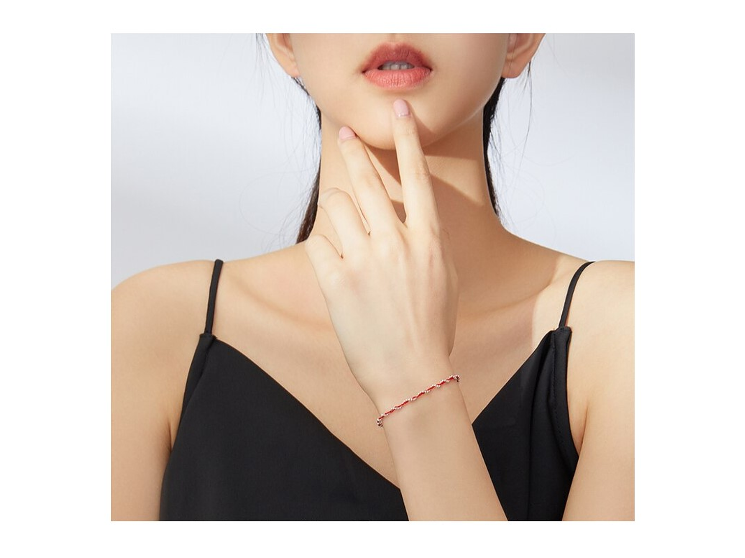 Pulsera Plata 925 Hilo Rojo Bolitas 4