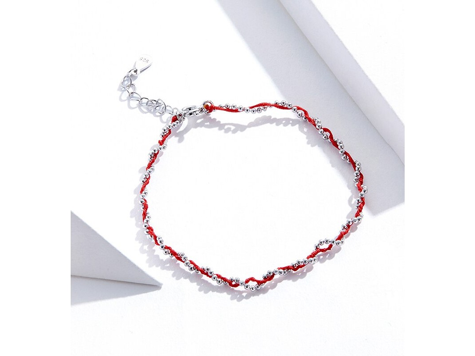 Pulsera Plata 925 Hilo Rojo Bolitas 5