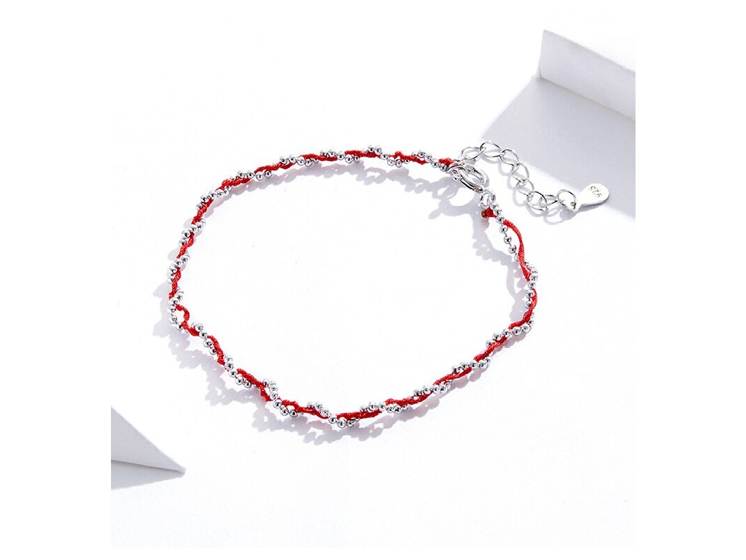 Pulsera Plata 925 Hilo Rojo Bolitas 6
