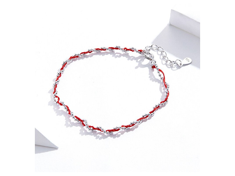 Pulsera Plata 925 Hilo Rojo Bolitas 6