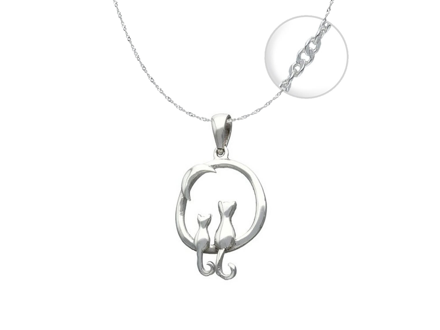 Collar Plata 925 Par Gatitos con Luna 1
