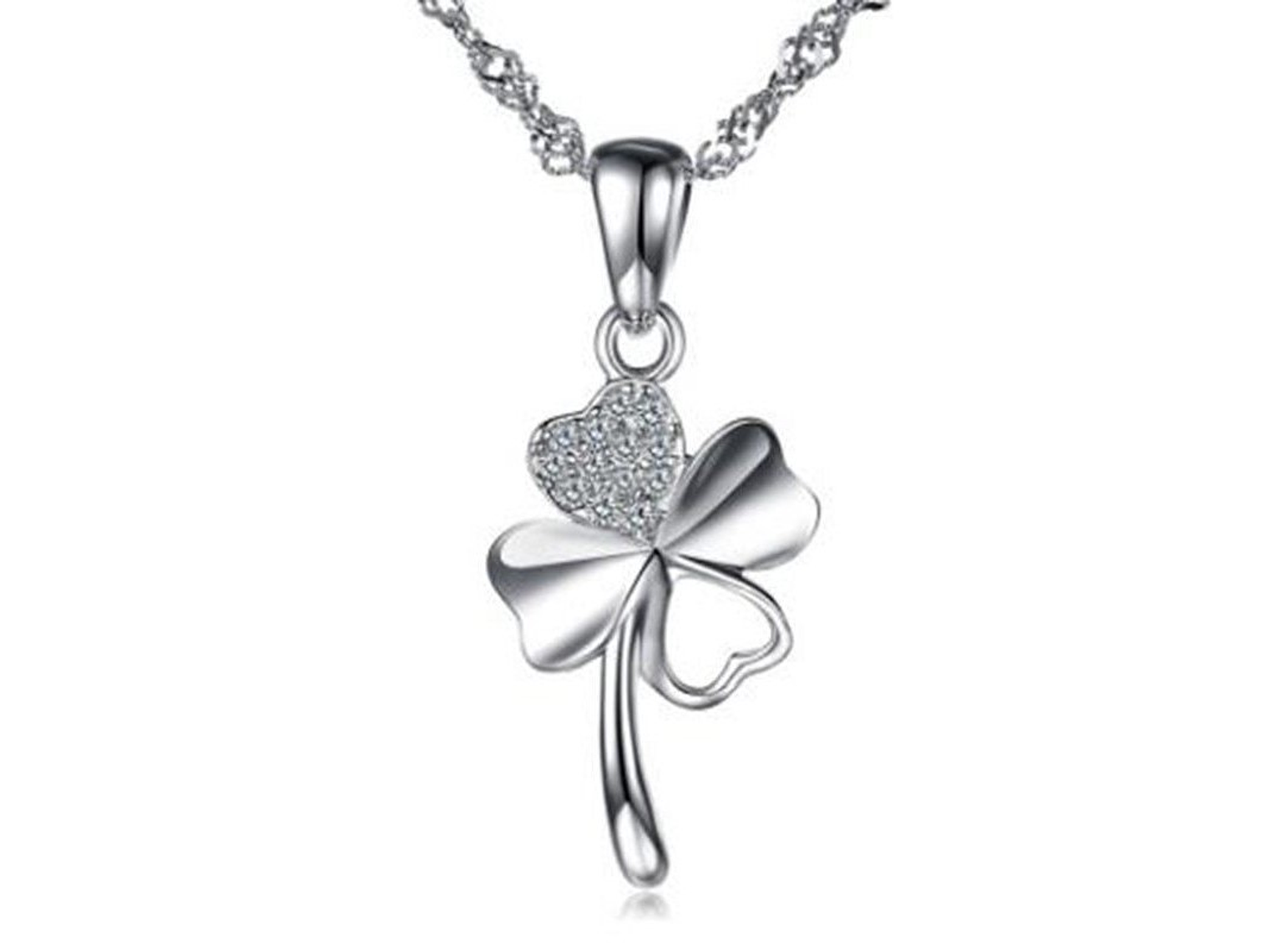 Collar Trebol de La Suerte Circones Plateado 1