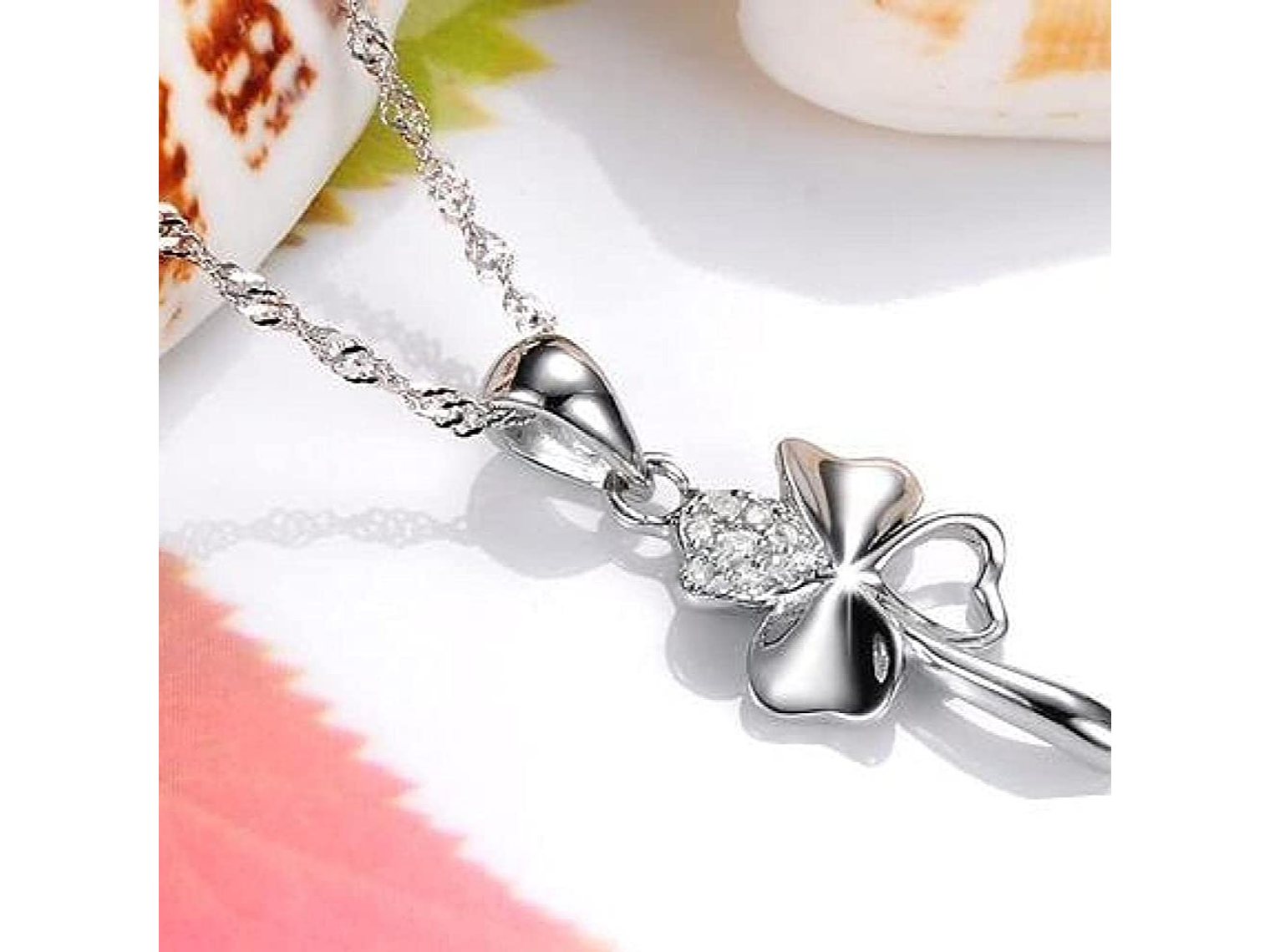 Collar Trebol de La Suerte Circones Plateado 3