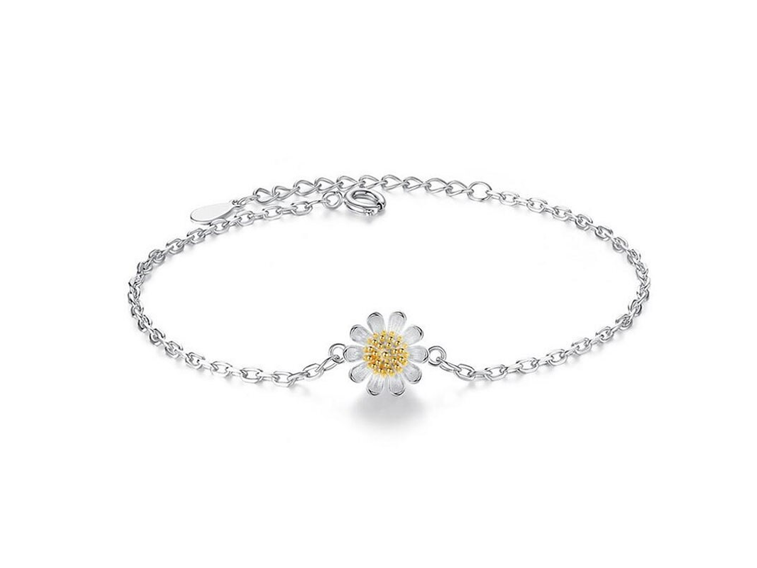 Pulsera Flor Margarita Ajustable Plateada 1