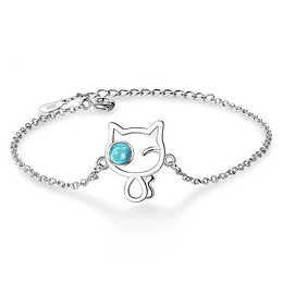 Pulsera Gatito Ajustable Plateada