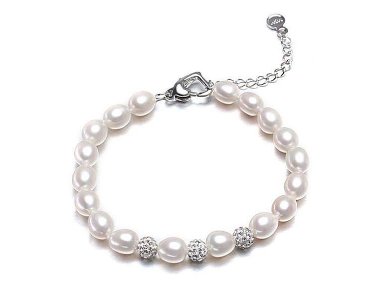 Pulsera Plata 925 Perlas Cultivadas Blancas  1