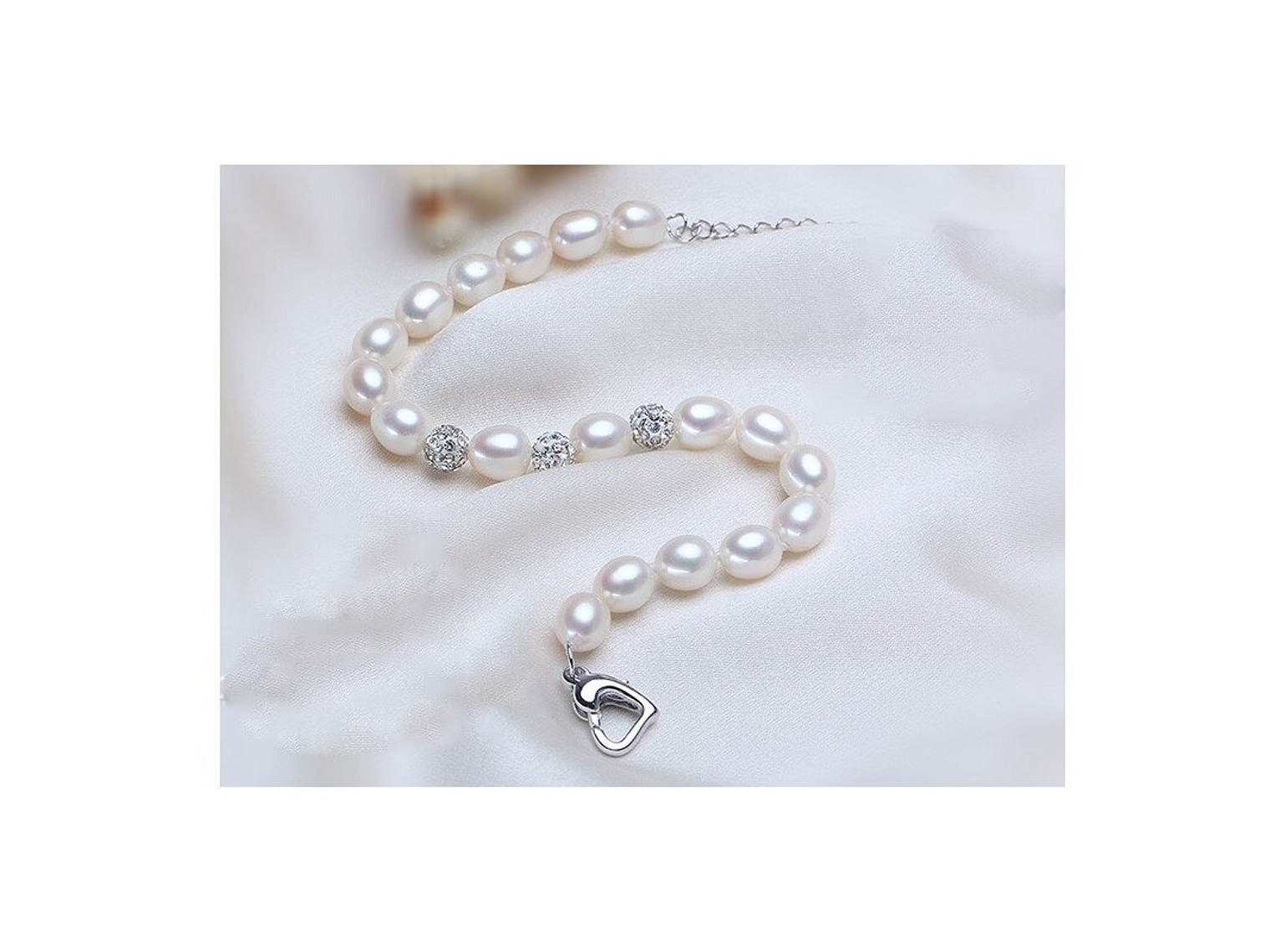 Pulsera Plata 925 Perlas Cultivadas Blancas  3