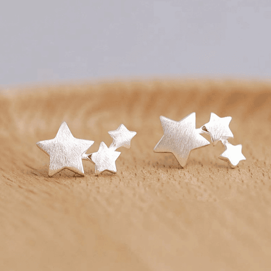 Aros Triple Estrella Plateada