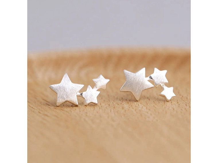 Aros Triple Estrella Plateada 3