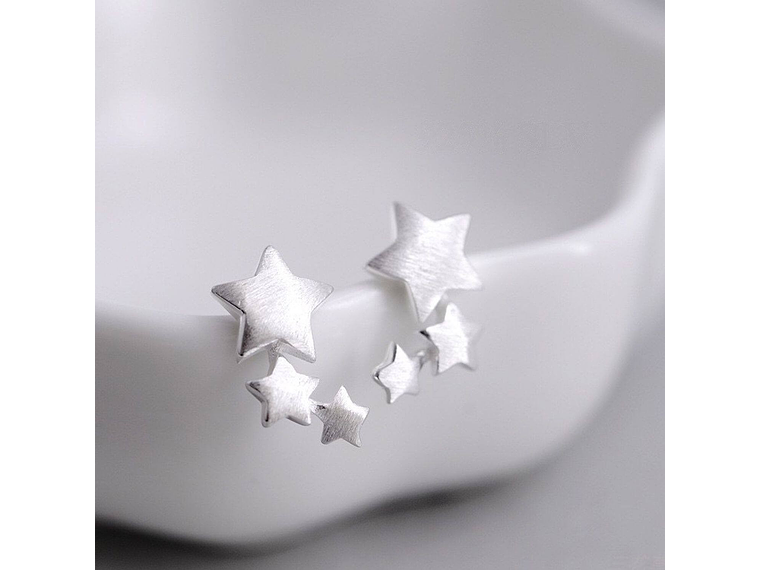 Aros Triple Estrella Plateada 4