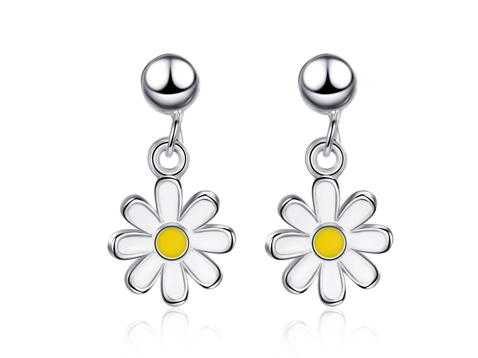 Aros Flor Margarita Plateados 1