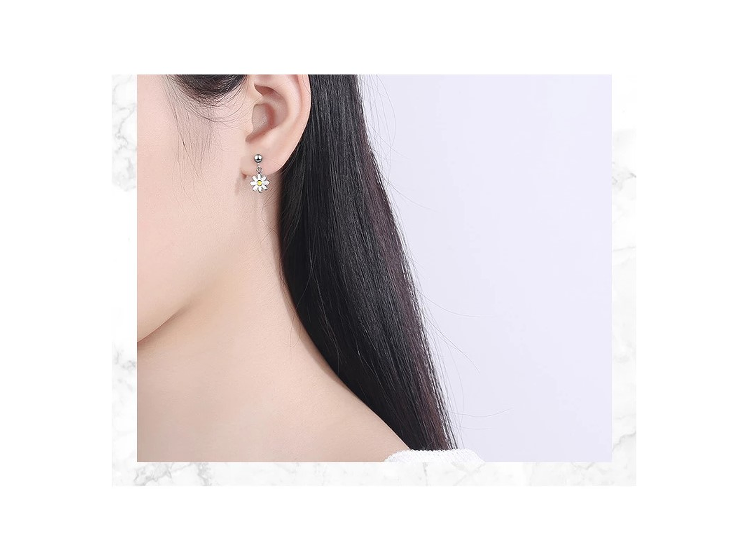 Aros Flor Margarita Plateados 4