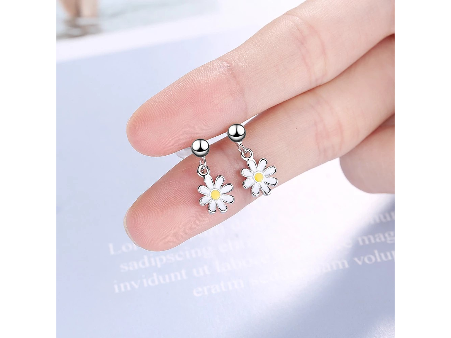 Aros Flor Margarita Plateados 5