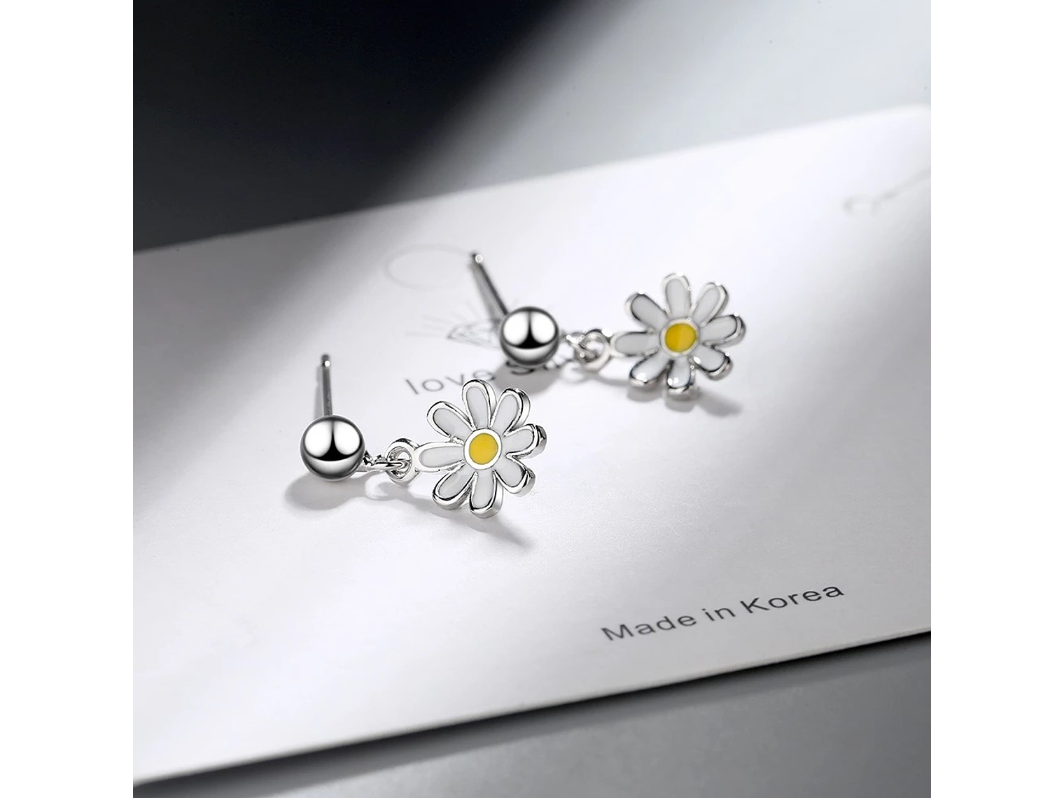 Aros Flor Margarita Plateados 6