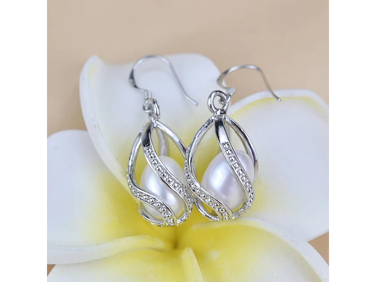 Aros Plata 925 Perla Cultivada Gota 3