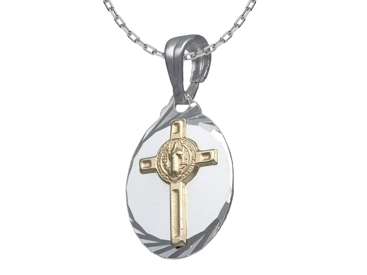 Collar Plata 925 Crucifijo de San Benito 1