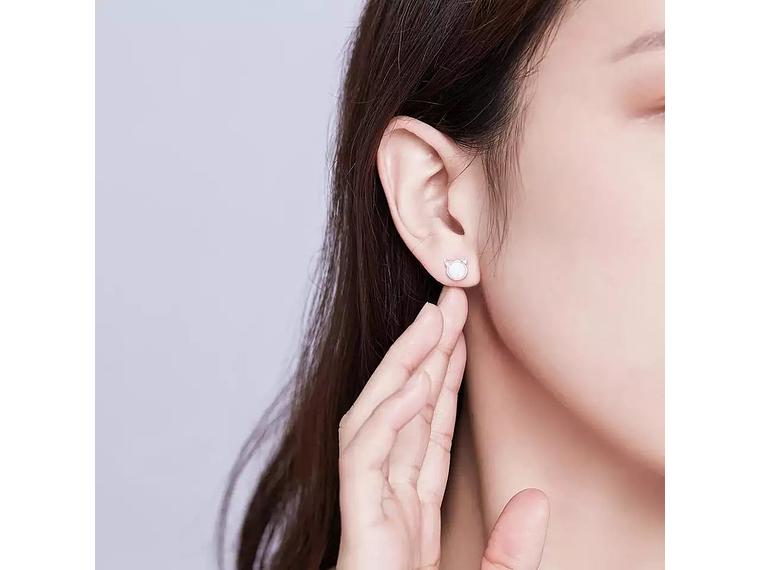 Aros Plata 925 Gatito Opal 4