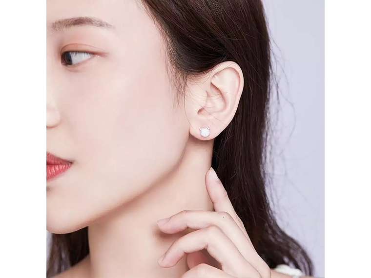 Aros Plata 925 Gatito Opal 5