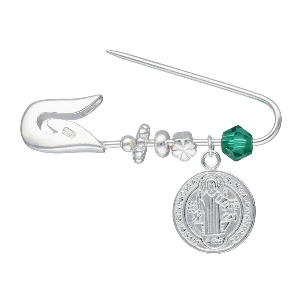 Prendedor Plata 925 Bebe San Benito Verde