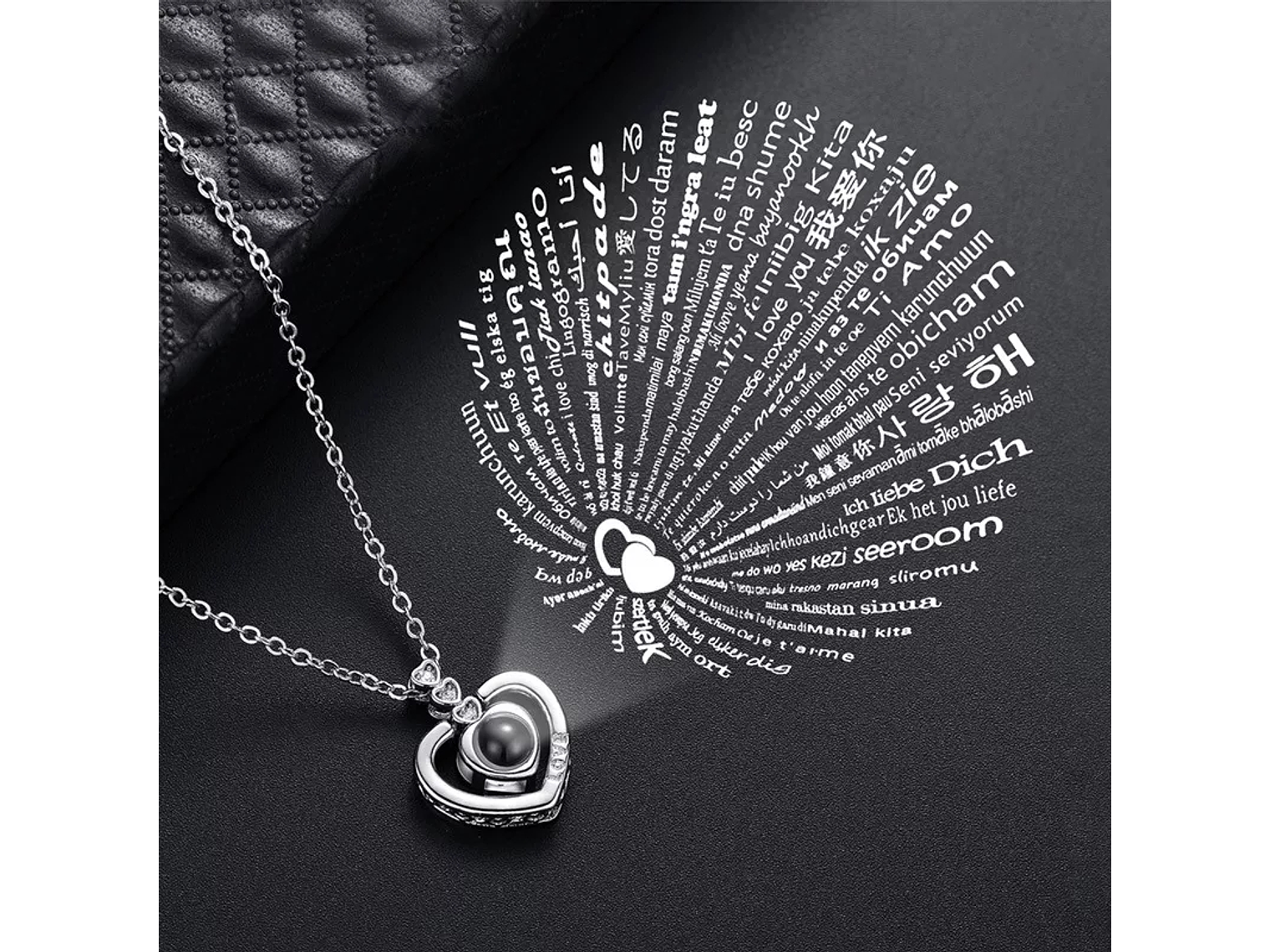 Collar Corazon Te Amo en 100 Idiomas Love Plateado 5