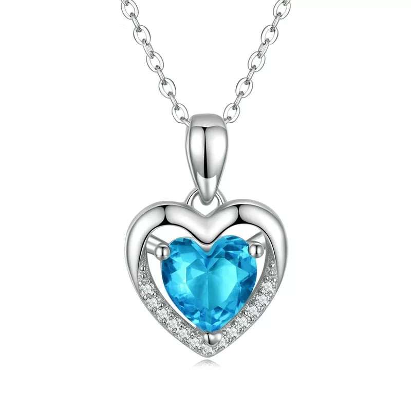 Collar Plata 925 Corazon Azul