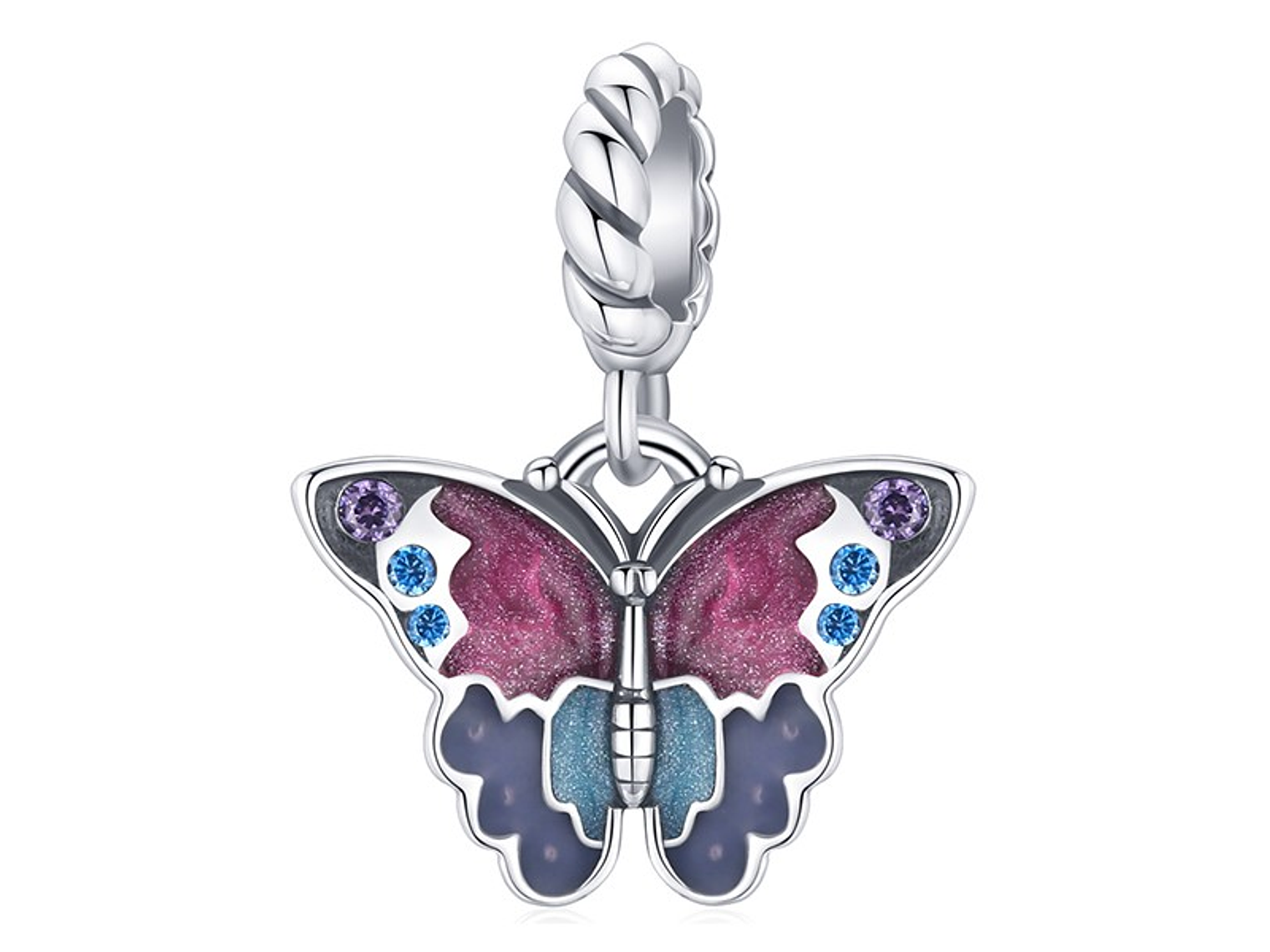 Charm Dije Plata 925 Mariposa Multicolor 1