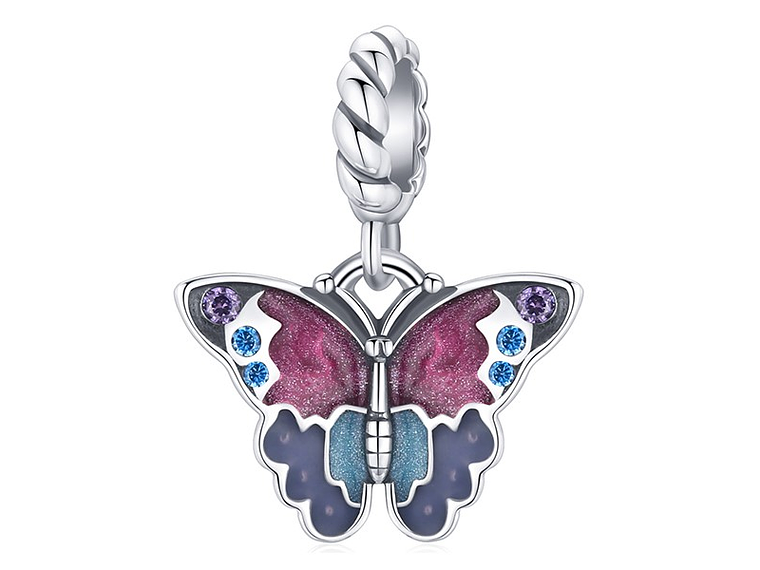Charm Dije Plata 925 Mariposa Multicolor 1