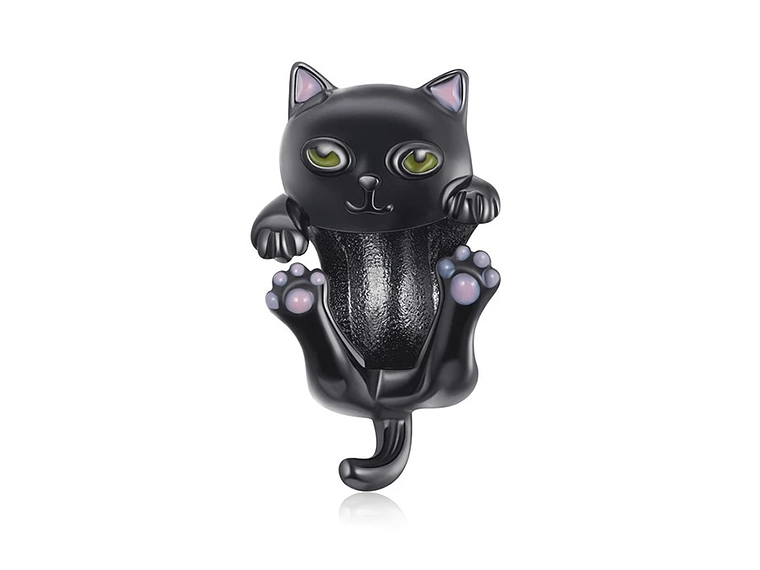 Charm Dije Plata 925 Gato Negro Colgante  1