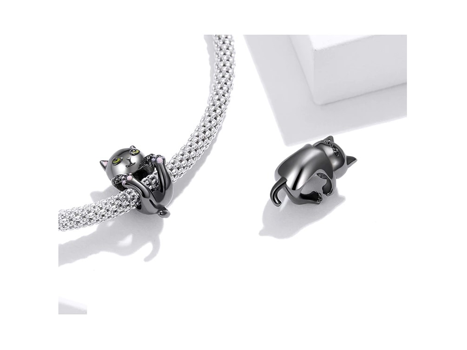 Charm Dije Plata 925 Gato Negro Colgante  2