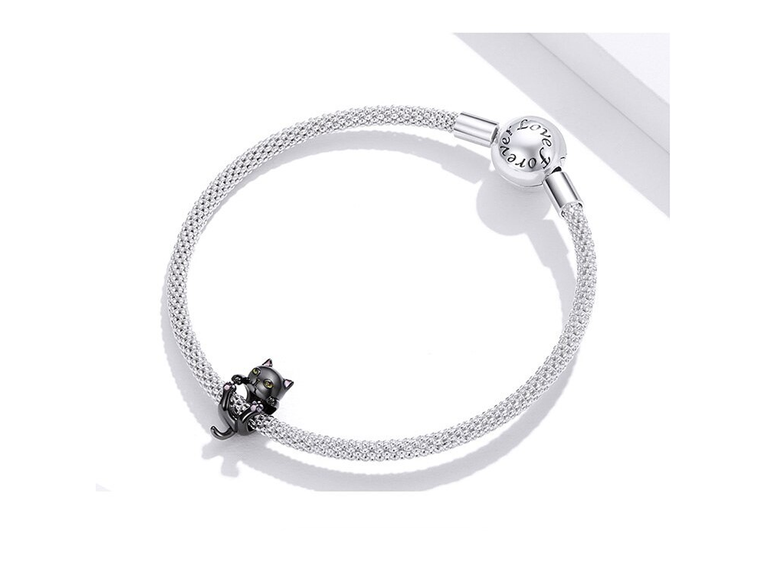 Charm Dije Plata 925 Gato Negro Colgante  3