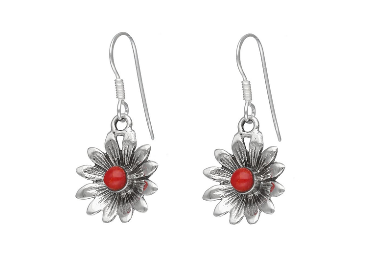 Aros Plata 925 Colgante Flor jaspe 1