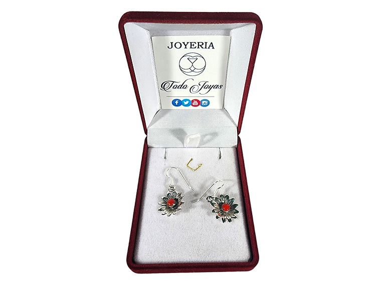 Aros Plata 925 Colgante Flor jaspe 2