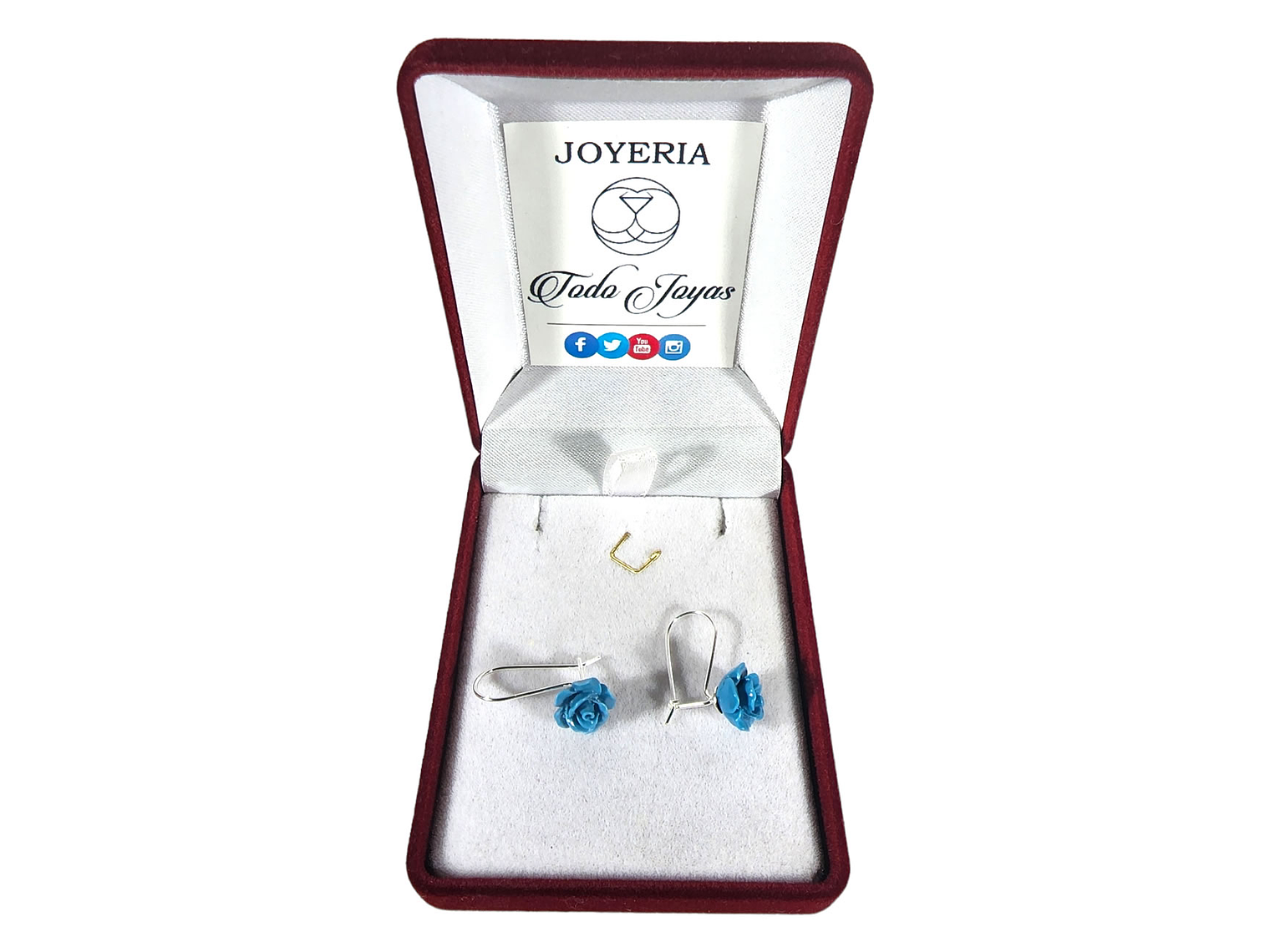 Aros Plata 925 Colgante Flor Turquesa 2